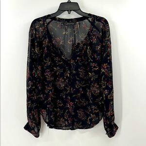 Patterson J Kincaid Women's Flowy Feather Blouse - Black Multi - XS